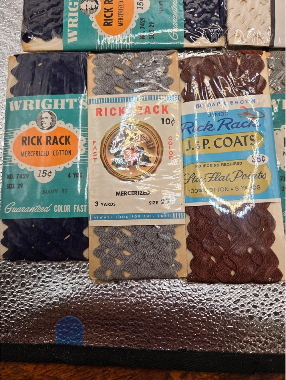 7 Packs of unopened vtg Rick Rack in various colors, sewing notions, ric rac